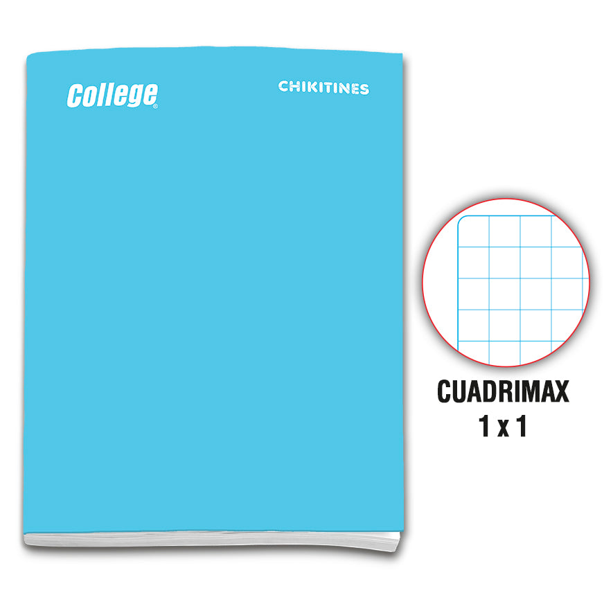 Cuaderno engrapado cuadrimax 1x1 A4x80 hojas celeste Chikitines College
