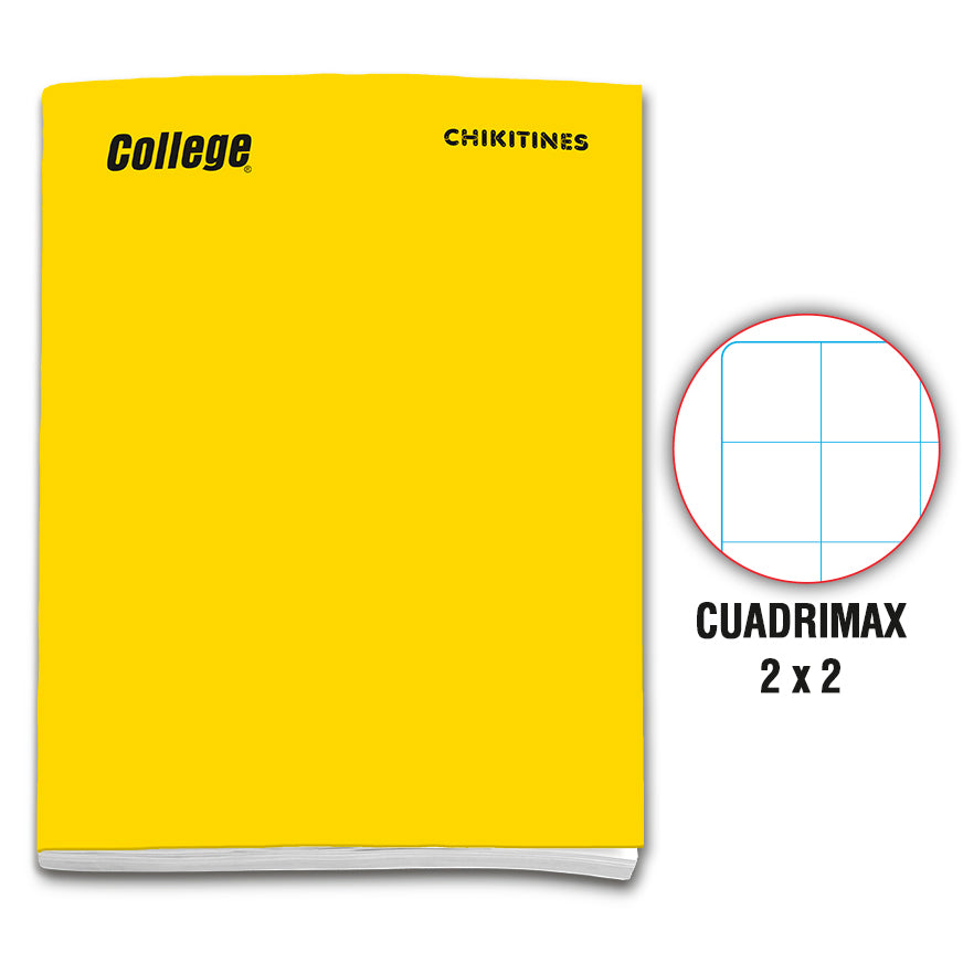 Cuaderno engrapado cuadrimax 2x2 A4x80 hojas amarillo Chikitines College
