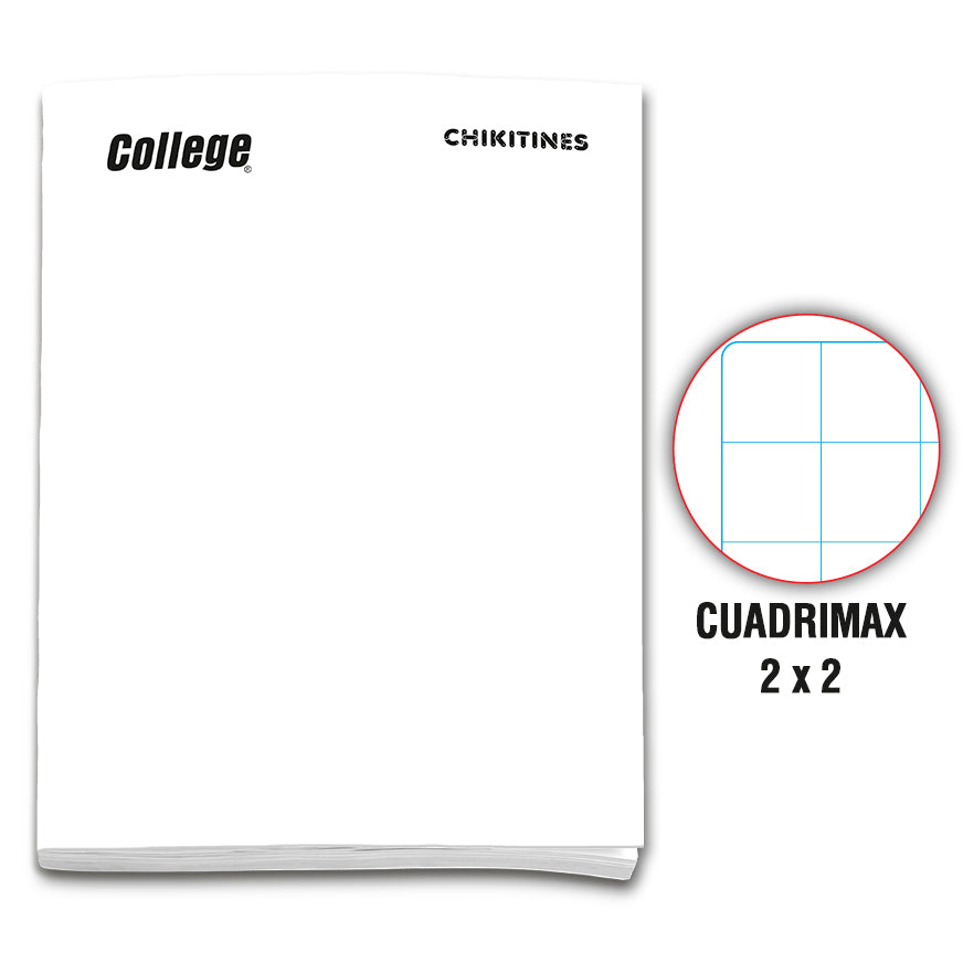 Cuaderno engrapado cuadrimax 2x2 A4x80 hojas blanco Chikitines College