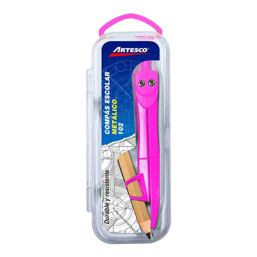 Compás escolar metálico 102 fucsia Artesco