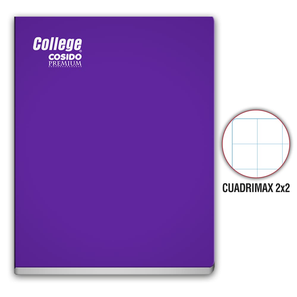Cuaderno Cosido Cuadrimax 2x2 A4 80 hojas Morado College