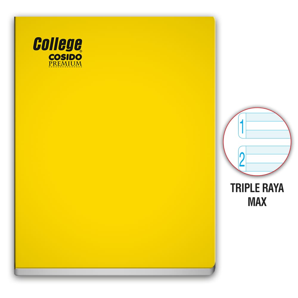 Cuaderno Cosido triple raya Max A4 80 hojas Amarillo College