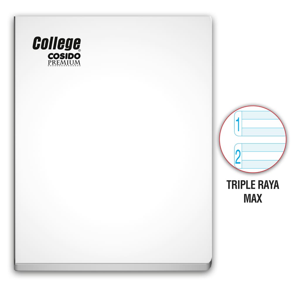 Cuaderno Cosido triple raya Max A4 80 hojas Blanco College