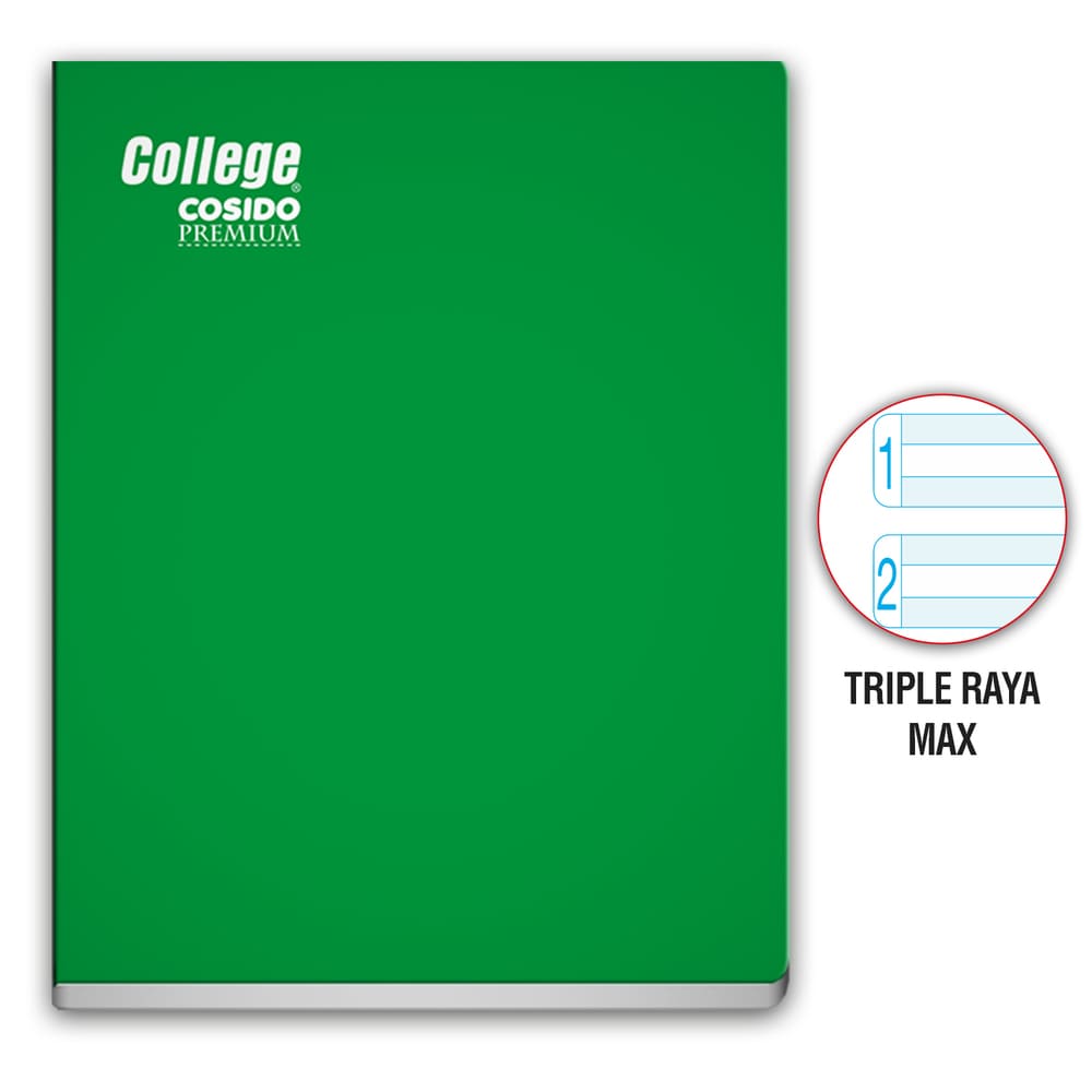 Cuaderno Cosido triple raya Max A4 80 hojas Verde College