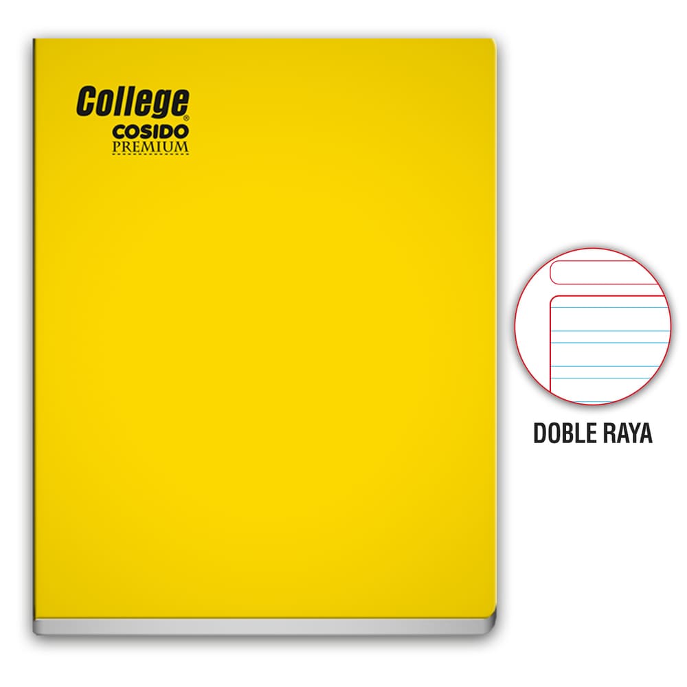 Cuaderno Cosido doble raya A4 80 hojas Amarillo College
