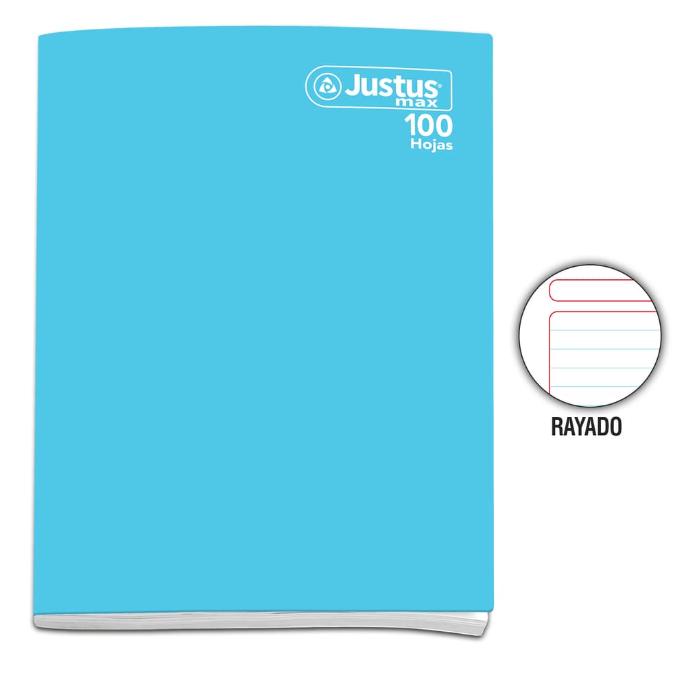 Cuaderno engrapado Rayado A4 100 hojas Celeste Justus Max