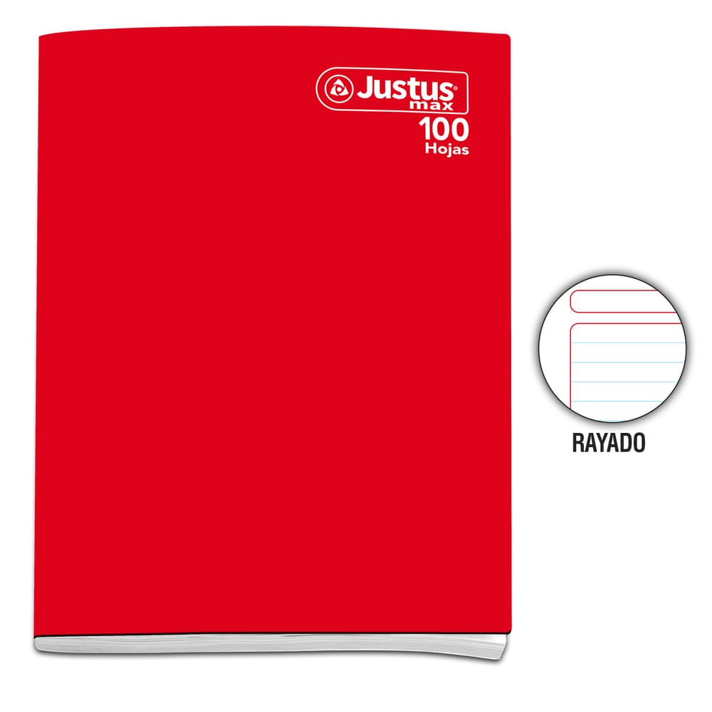 Cuaderno engrapado Rayado A4 100 hojas Rojo Justus Max