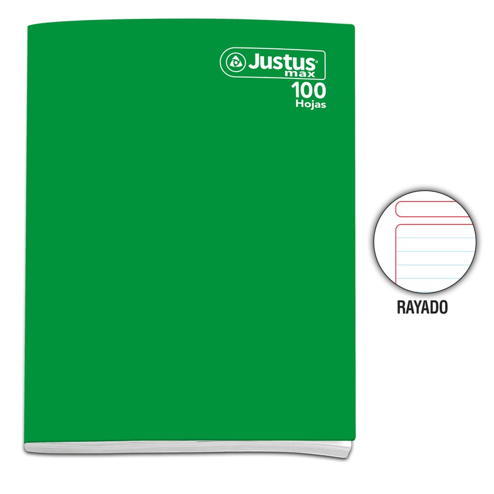 Cuaderno engrapado Rayado A4 100 hojas Verde Justus Max