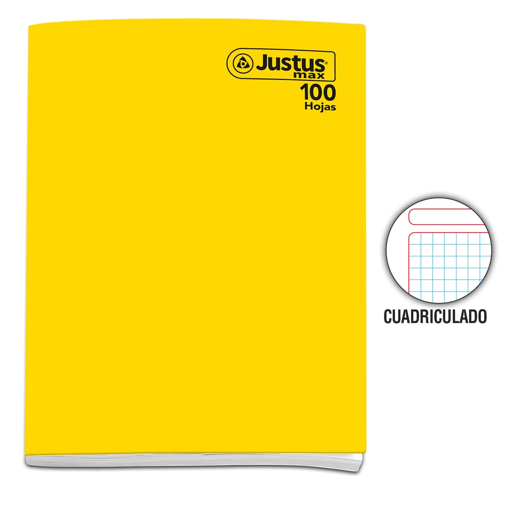 Cuaderno engrapado cuadriculado A4 100 hojas Amarillo Justus Max