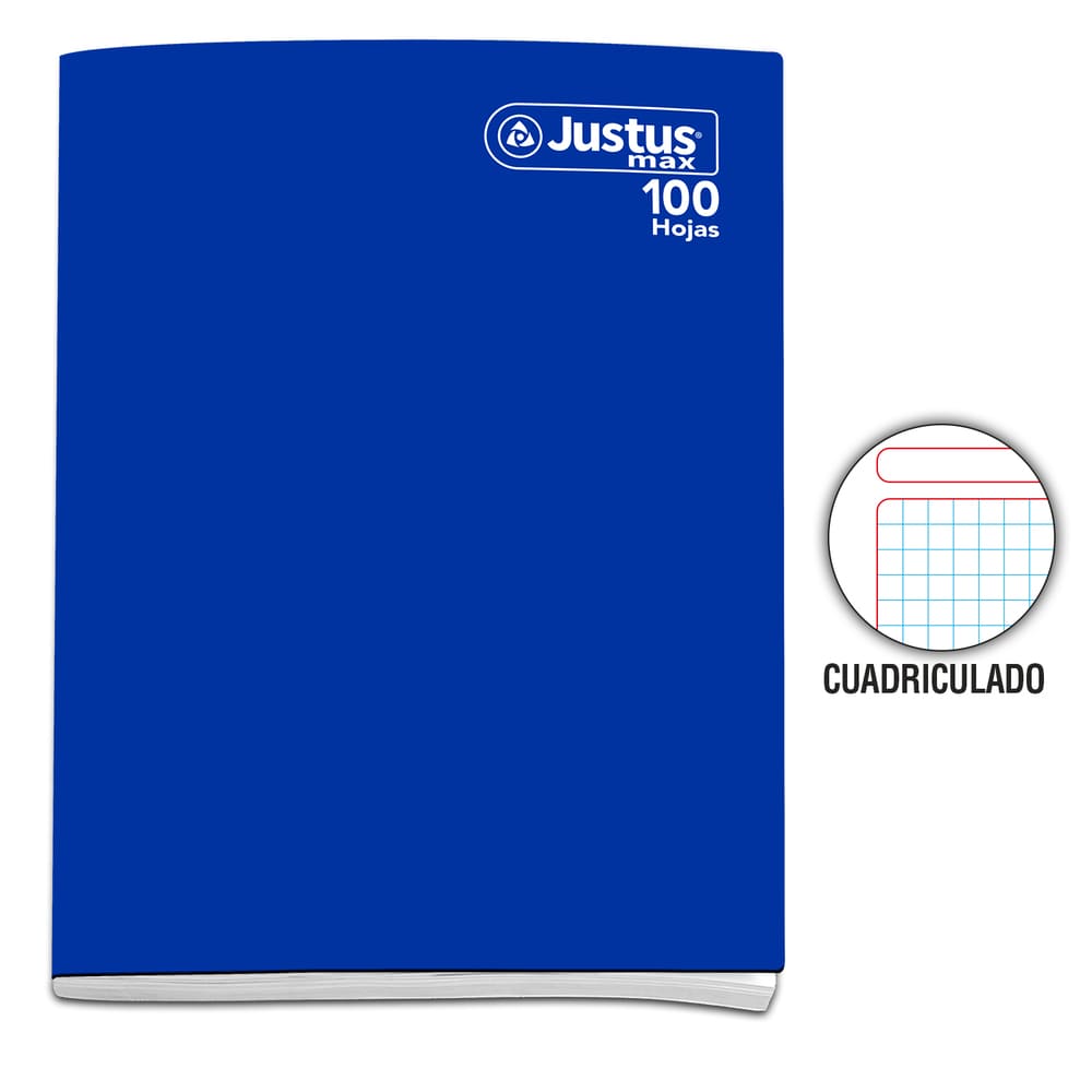 Cuaderno engrapado cuadriculado A4 100 hojas Azul Justus Max