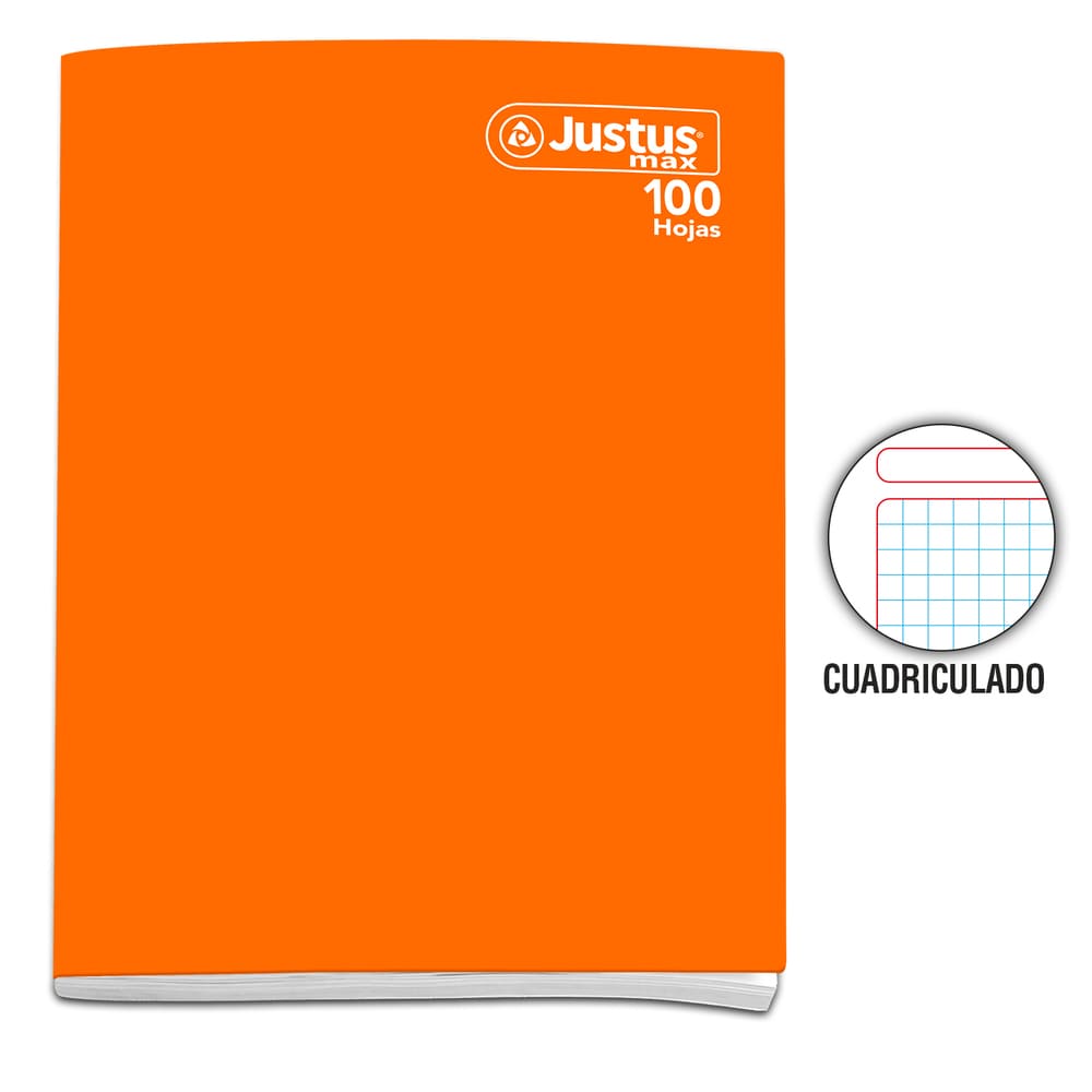 Cuaderno engrapado cuadriculado A4 100 hojas Naranja Justus Max