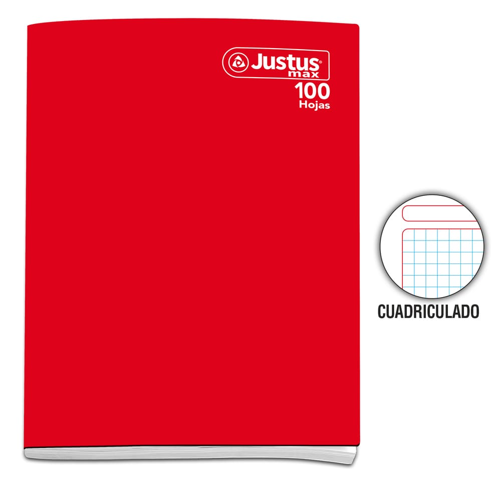 Cuaderno engrapado cuadriculado A4 100 hojas Rojo Justus Max