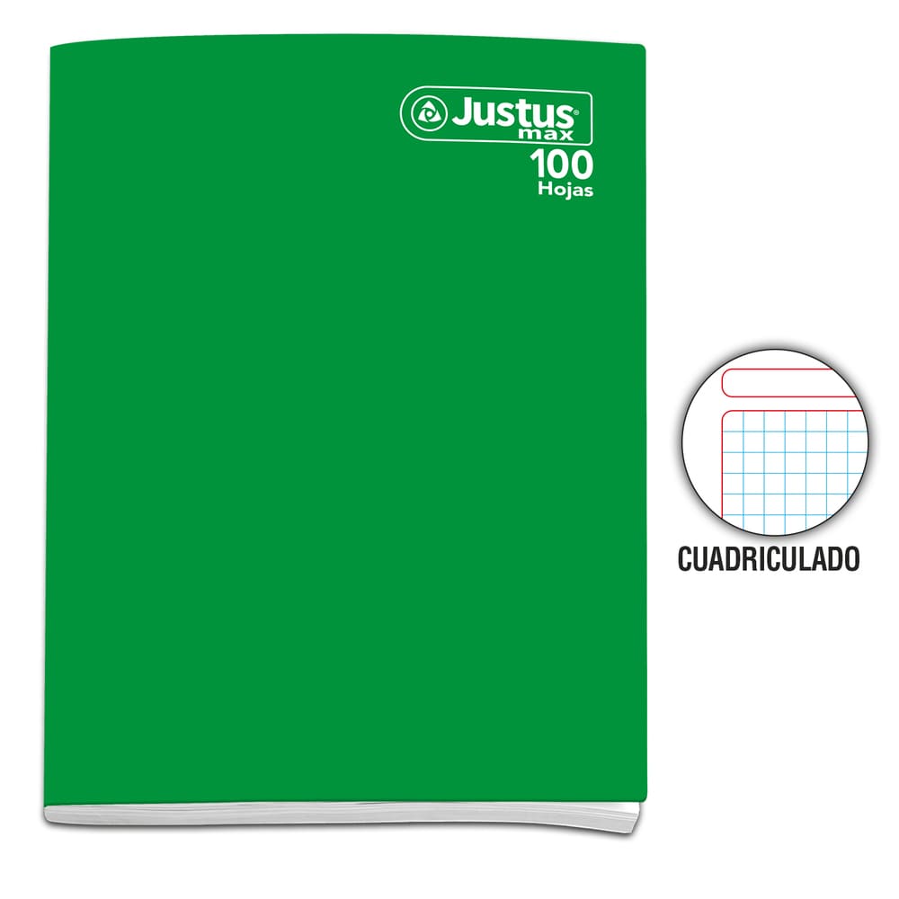 Cuaderno engrapado cuadriculado A4 100 hojas Verde Justus Max