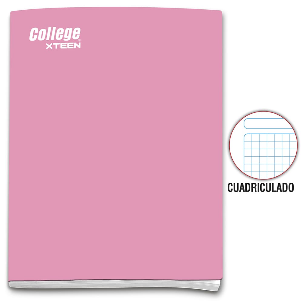 Cuaderno cuadriculado A4 x 80 hojas rosado Xteen