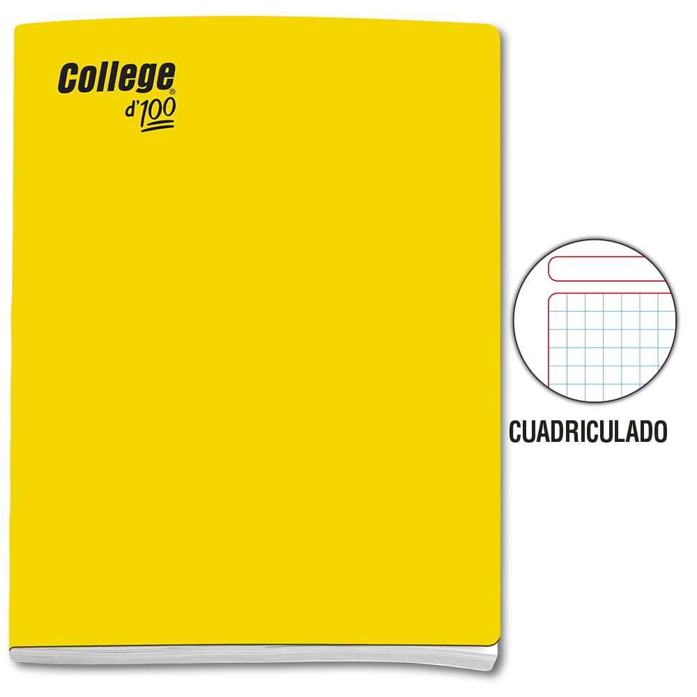 Cuaderno engrapado cuadriculado A4x100 hojas amarillo College
