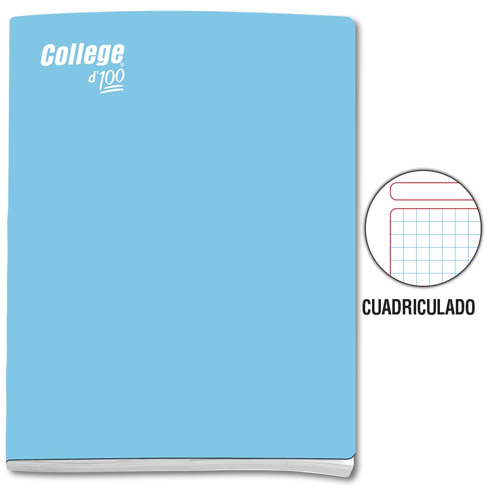 Cuaderno engrapado cuadriculado A4x100 hojas celeste College
