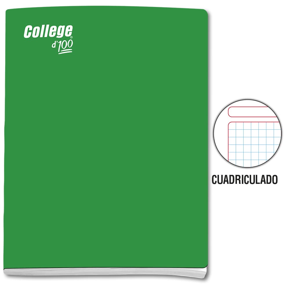 Cuaderno engrapado cuadriculado A4x100 hojas verde College