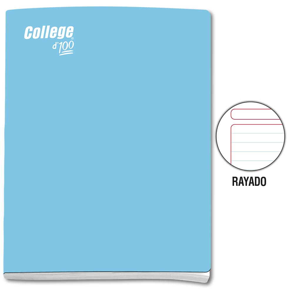 Cuaderno engrapado rayado A4x100 hojas celeste College