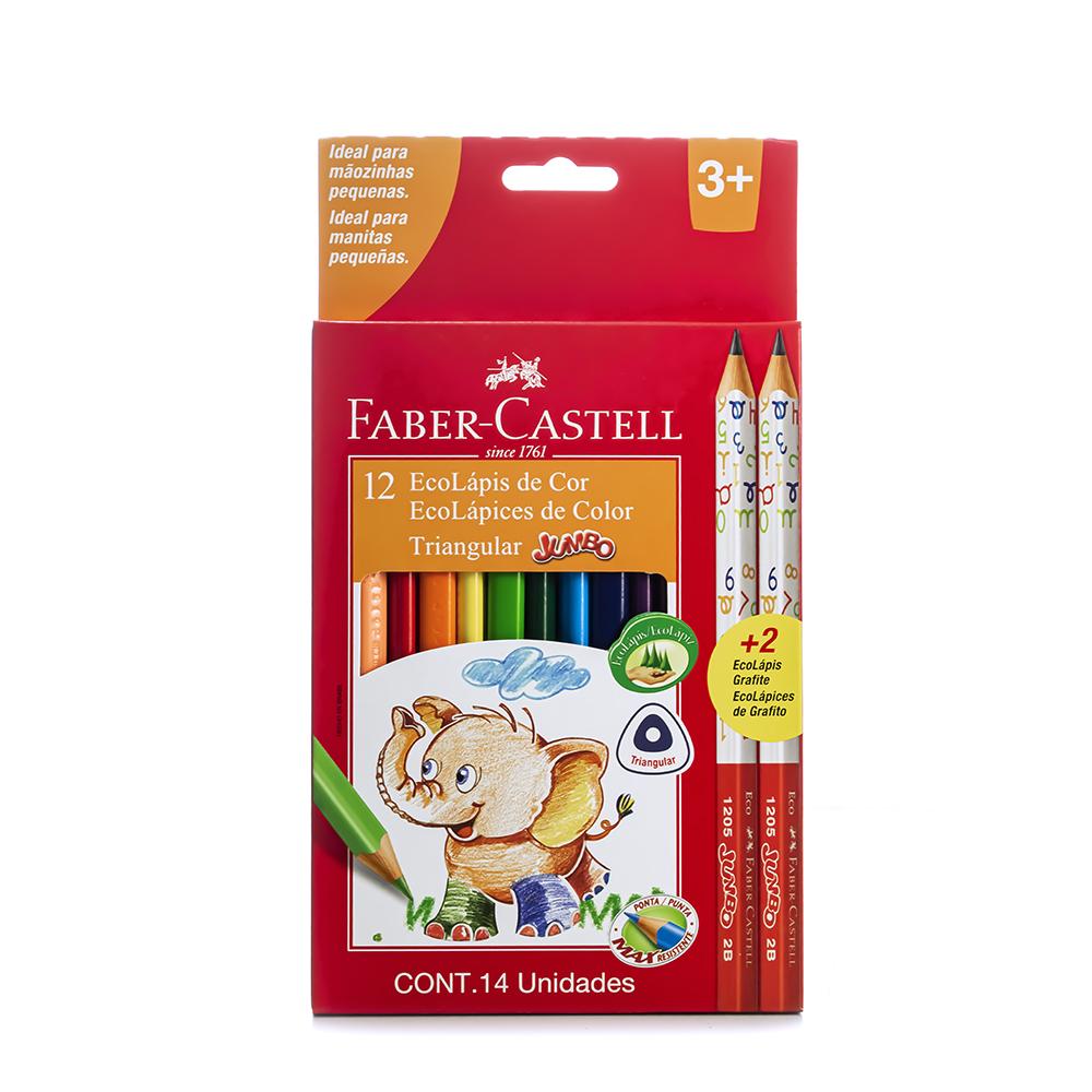 Colores triangulares jumbo 125012 + 2 lápices x 12 unidades Faber Castell