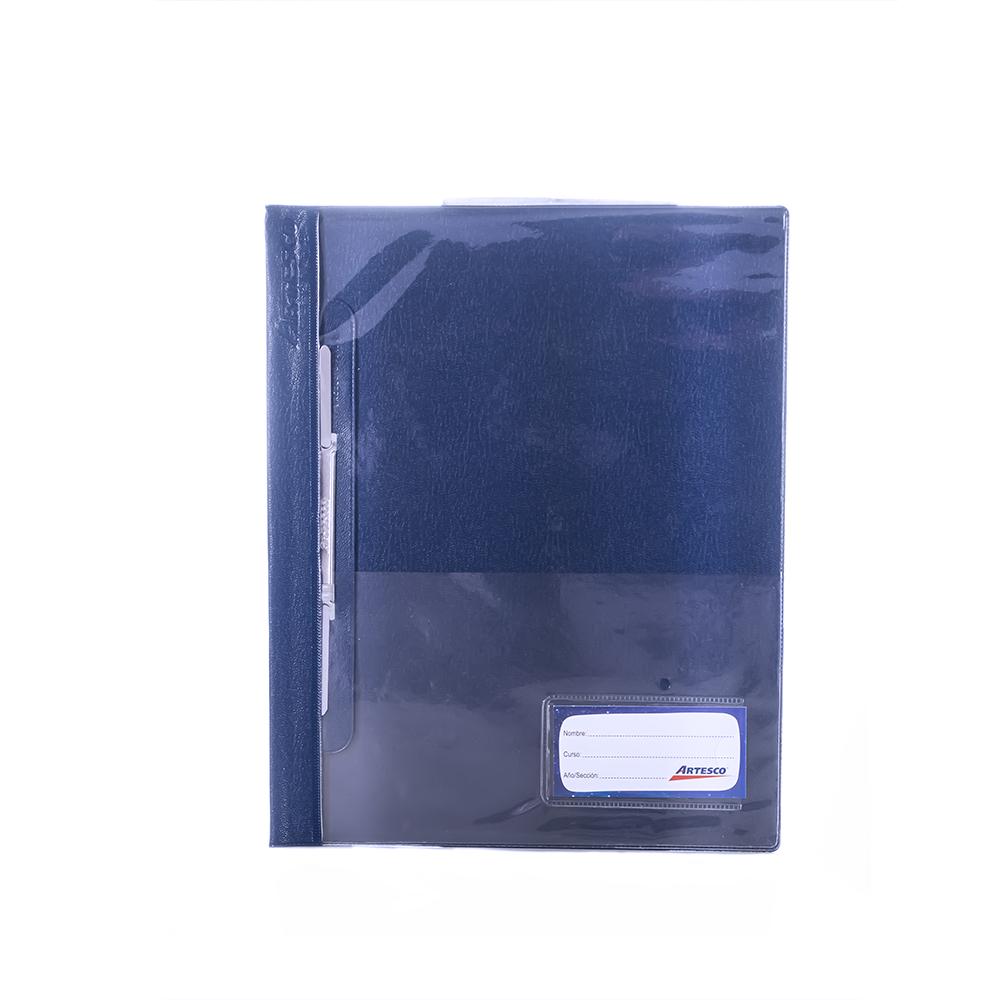 Folder tapa transparente A4 con fastener color azul Artesco