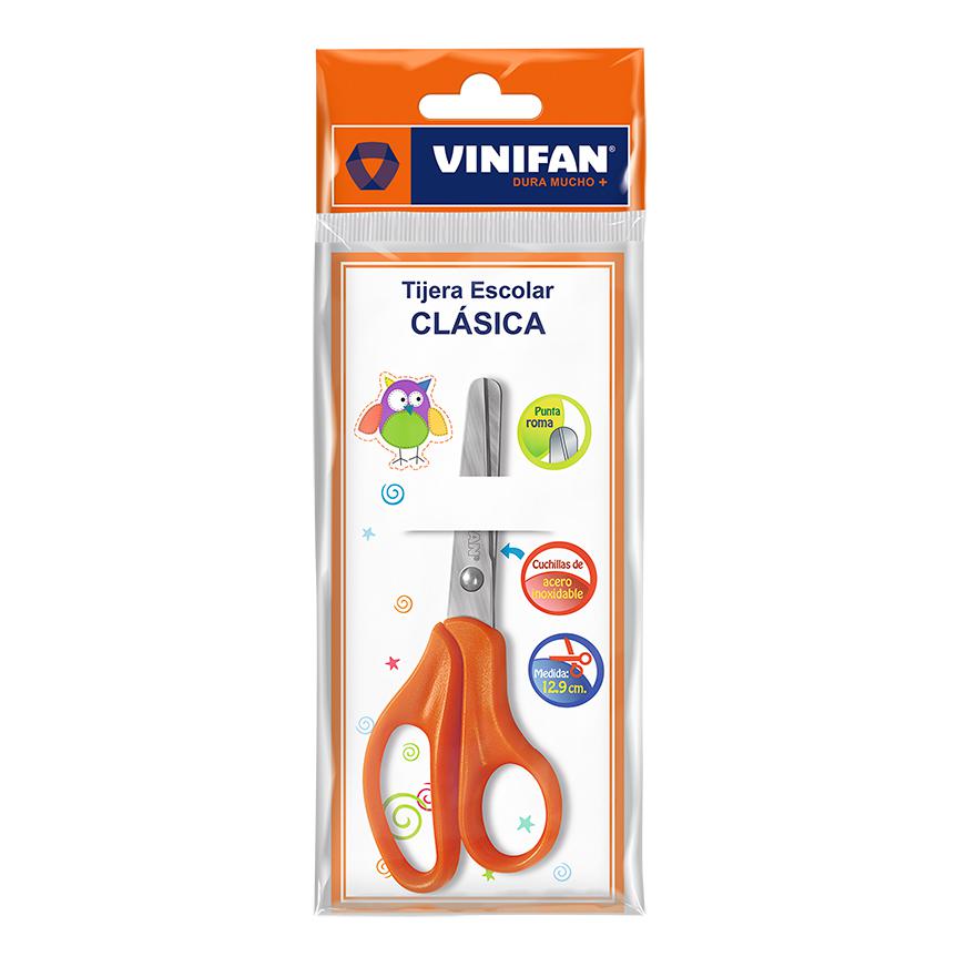 Tijera escolar clásica punta roma Vinifan