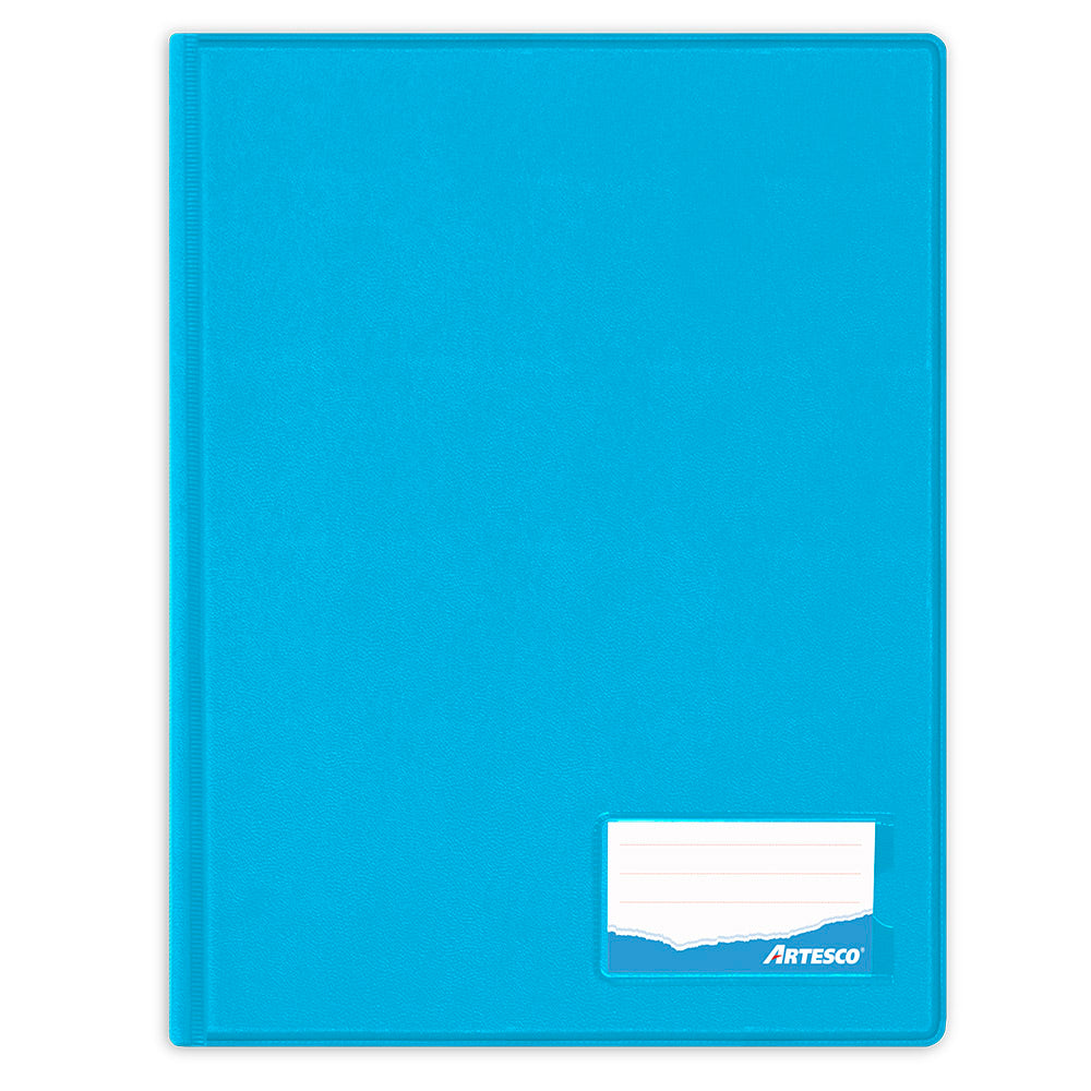 Folder doble tapa A4 con gusano color celeste Artesco