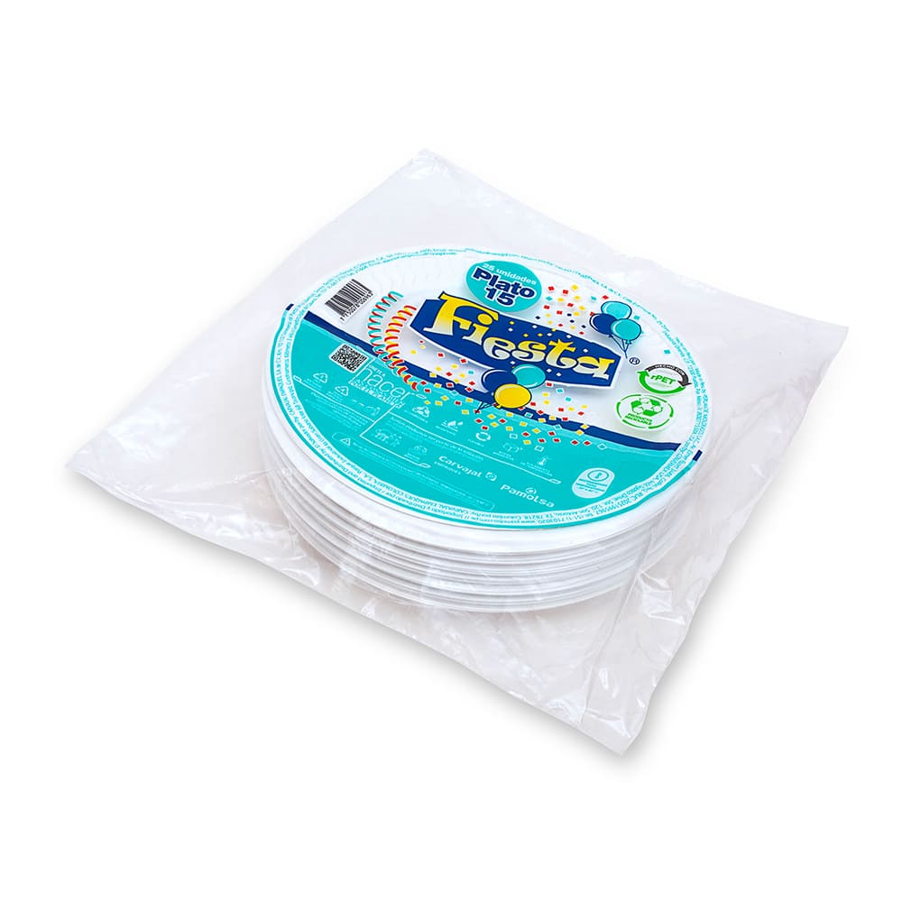 Plato descartable plástico pet #15 x 25 und blanco Fiesta