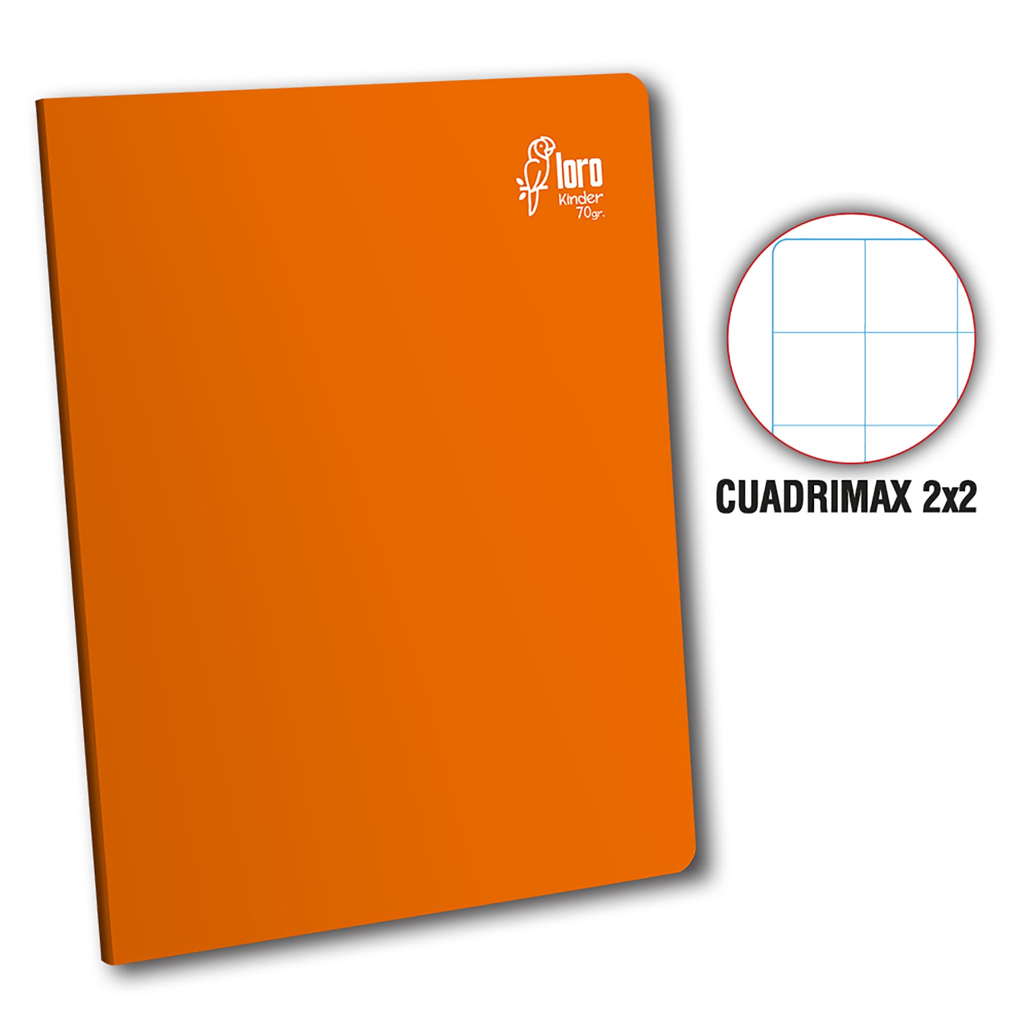 Cuaderno cuadrimax 2 x 2 A4 x 80 hojas naranja Loro