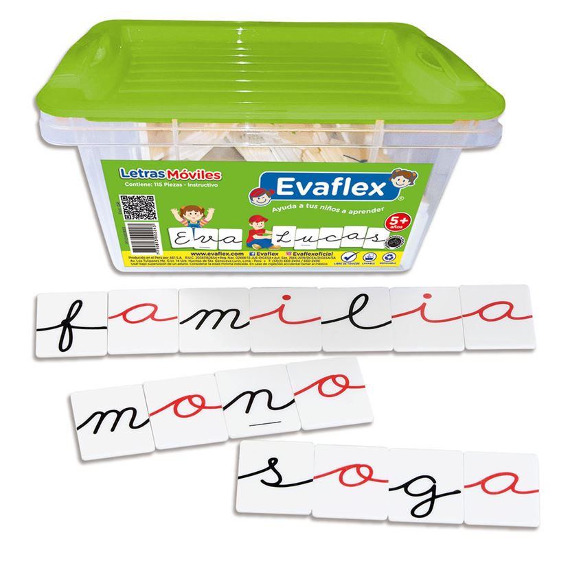 Letras móviles plásticas x 114 piezas Evaflex