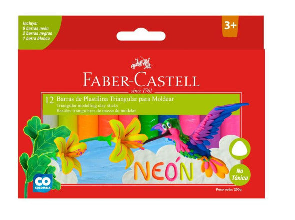 Plastilina jumbo neon x 12 unidades Faber Castell