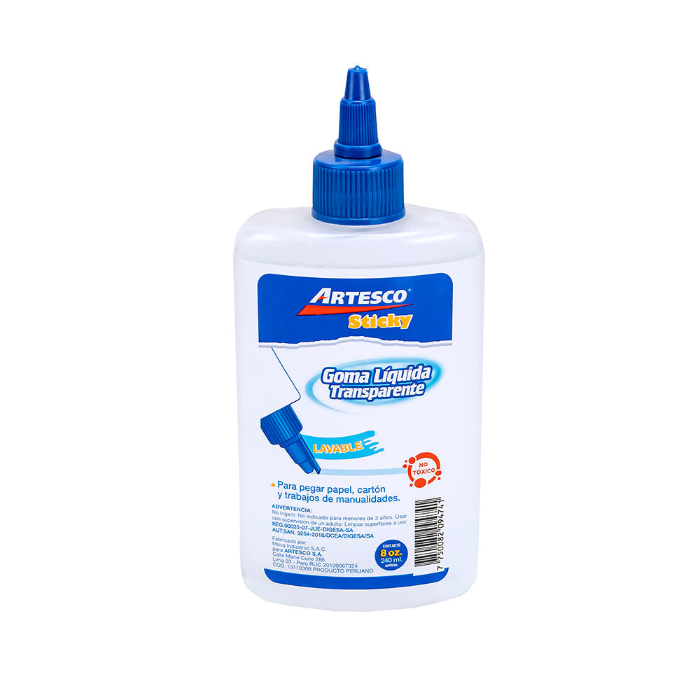 Goma líquida transparente con dosificador x 240 ml Artesco