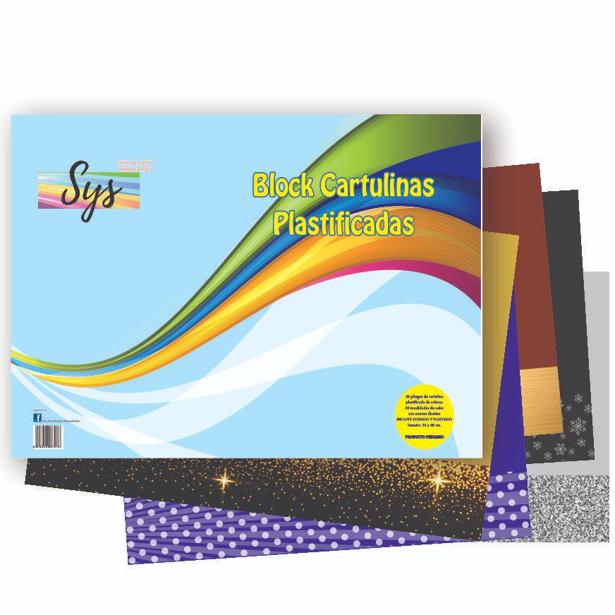 Block cartulina colores plastificadas 48 x 32 cm 20 hojas Sys