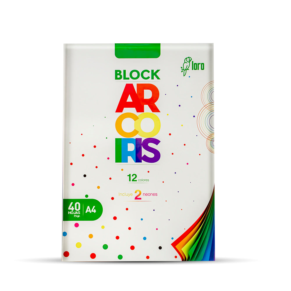 Block arco iris A4 x 40 hojas Loro