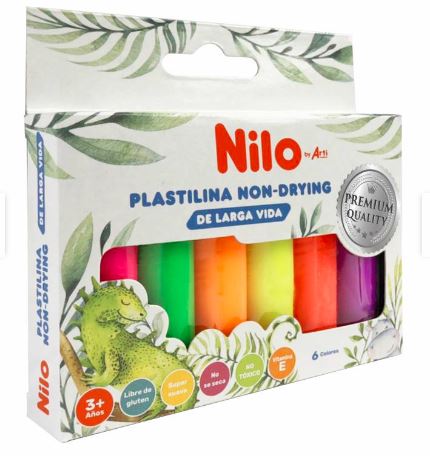 Plastilina jumbo neón non drying cajas x 6 unidades Nilo Arti Creativo