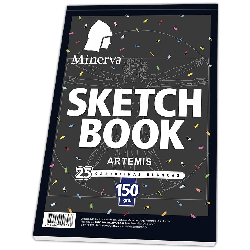 Sketch book cartulinas blancas  encolado x 25 hojas Minerva