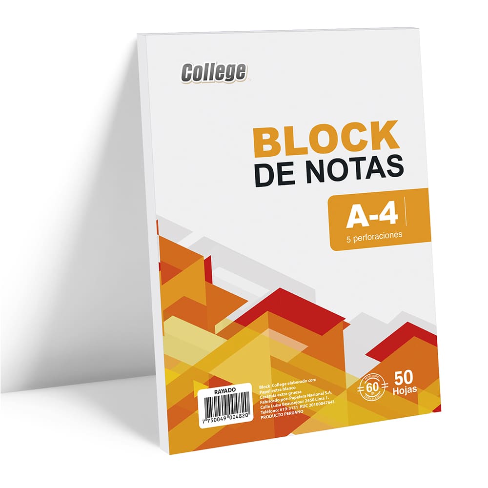 Block rayado A4x50 hojas College