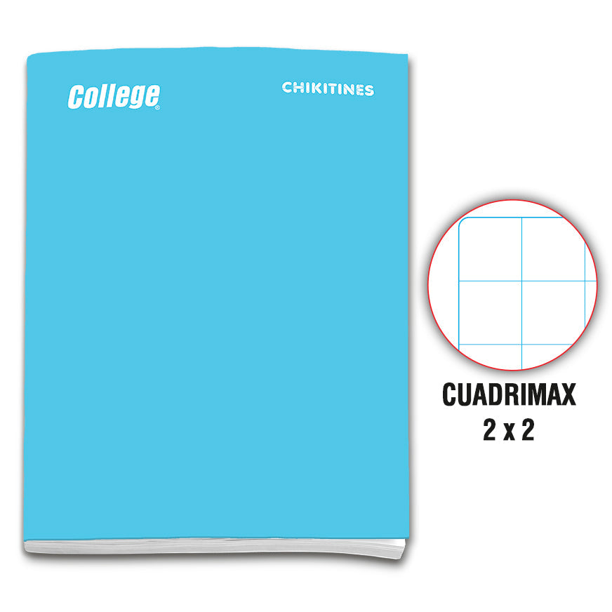 Cuaderno engrapado cuadrimax 2x2 A4x80 hojas celeste Chikitines College