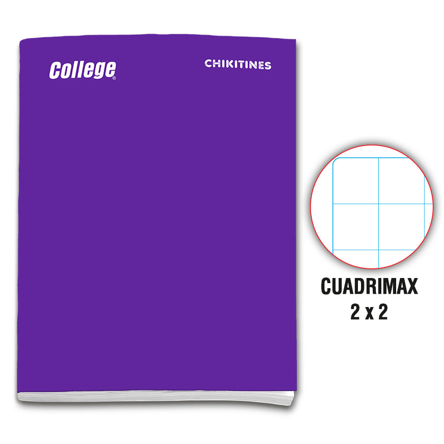 Cuaderno engrapado cuadrimax 2x2 A4x80 hojas morado Chikitines College