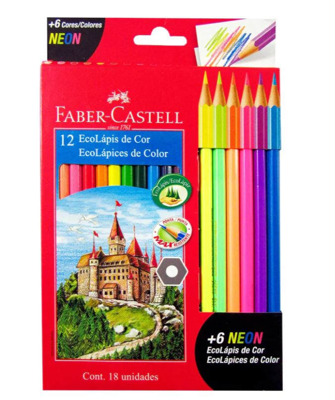 Colores largos x 12 und +6 neon Faber Castell