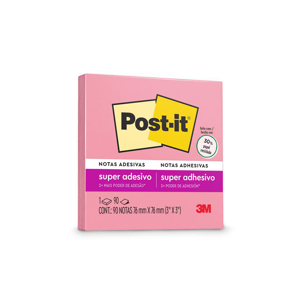 Notas adhesivas 3x3 pulgadas 90 hojas rosa 654 super sticky Post it