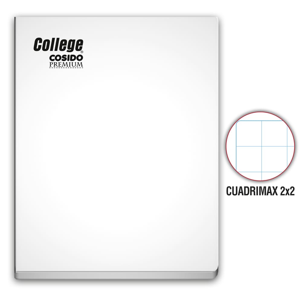 Cuaderno Cosido Cuadrimax 2X2 A4 80 hojas Blanco College