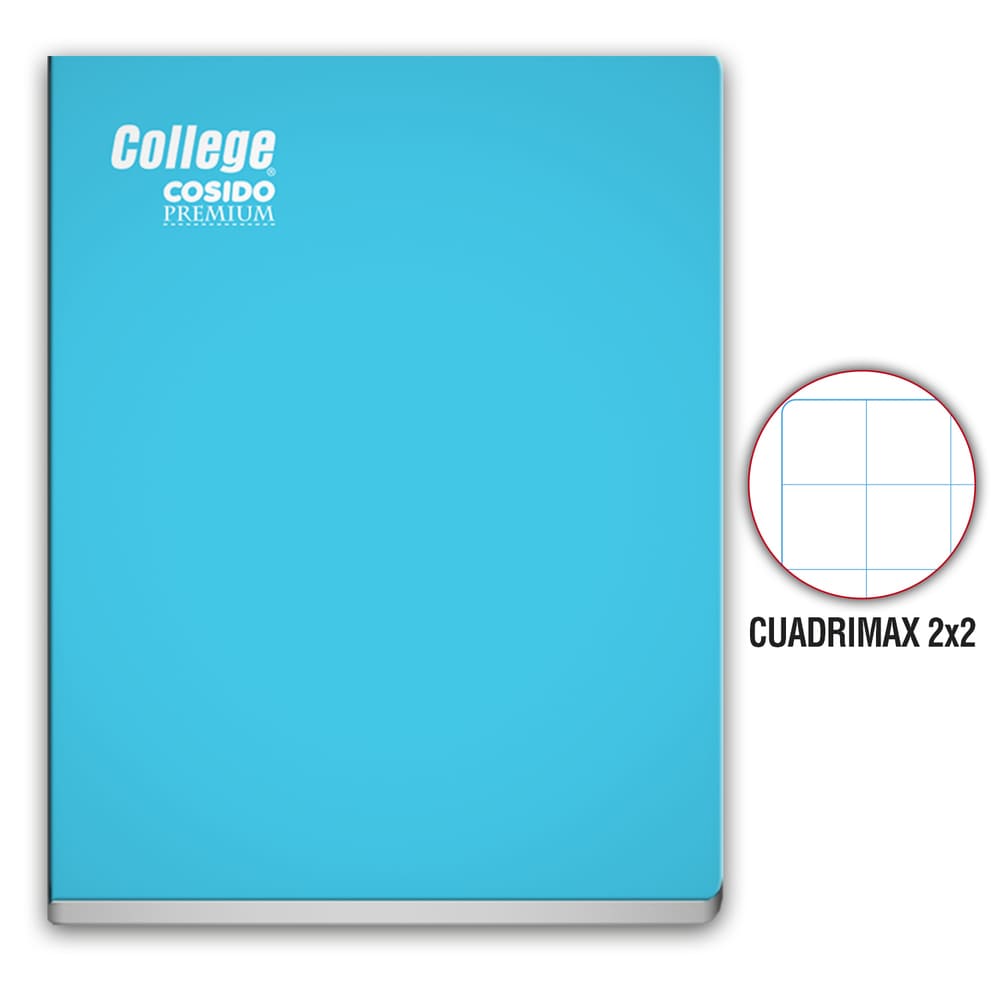 Cuaderno Cosido Cuadrimax 2x2 A4 80 hojas Celeste College