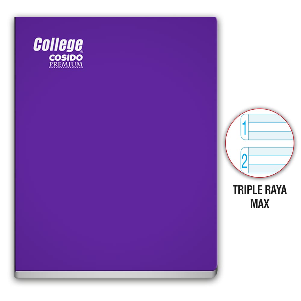 Cuaderno Cosido triple raya Max A4 80 hojas Morado College