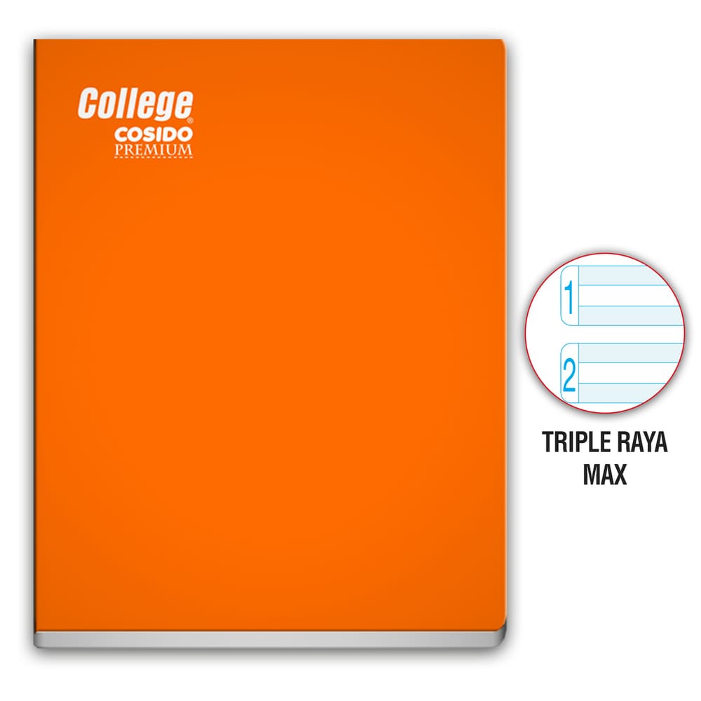 Cuaderno Cosido triple raya Max A4 80 hojas Naranja College