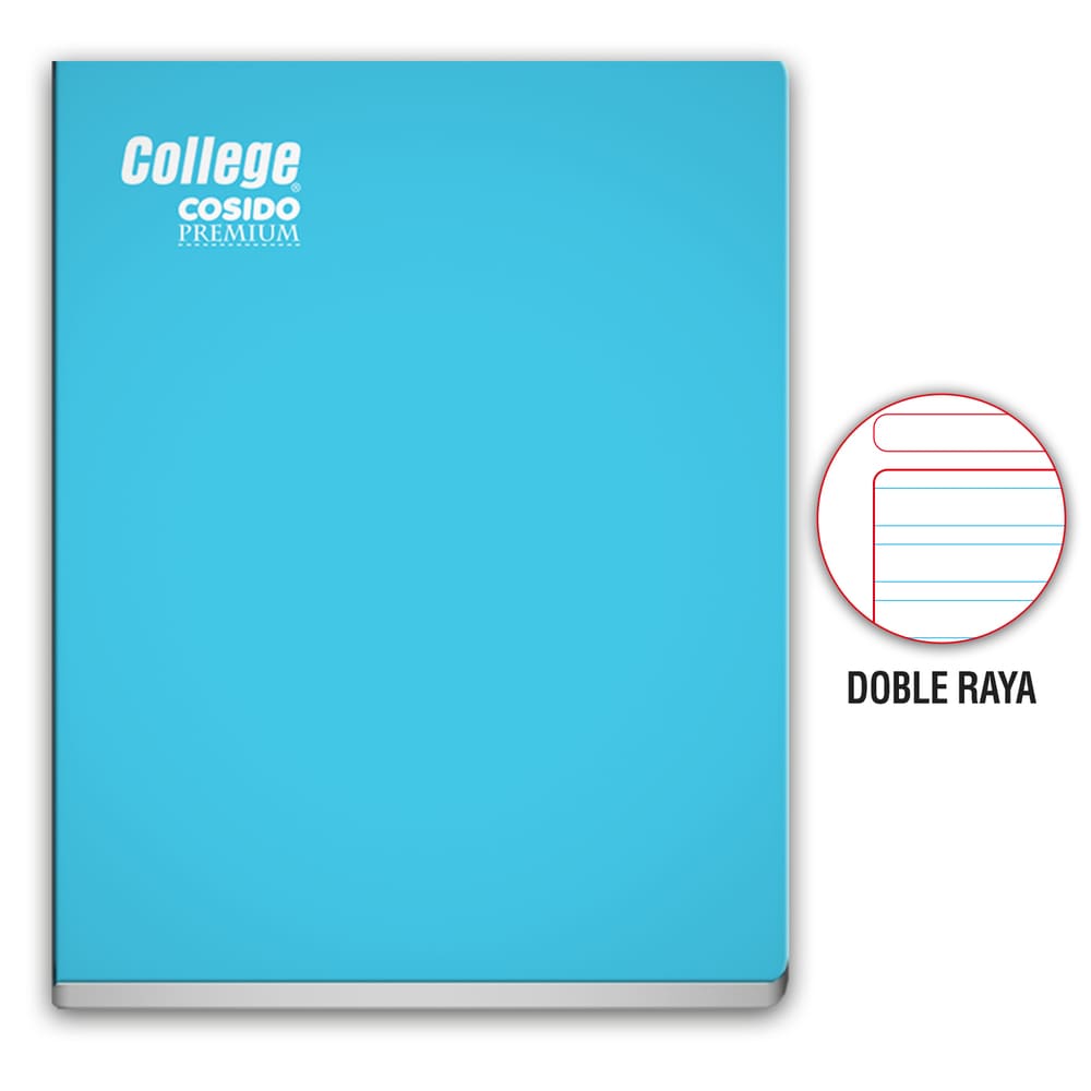 Cuaderno Cosido doble raya A4 80 hojas Celeste College
