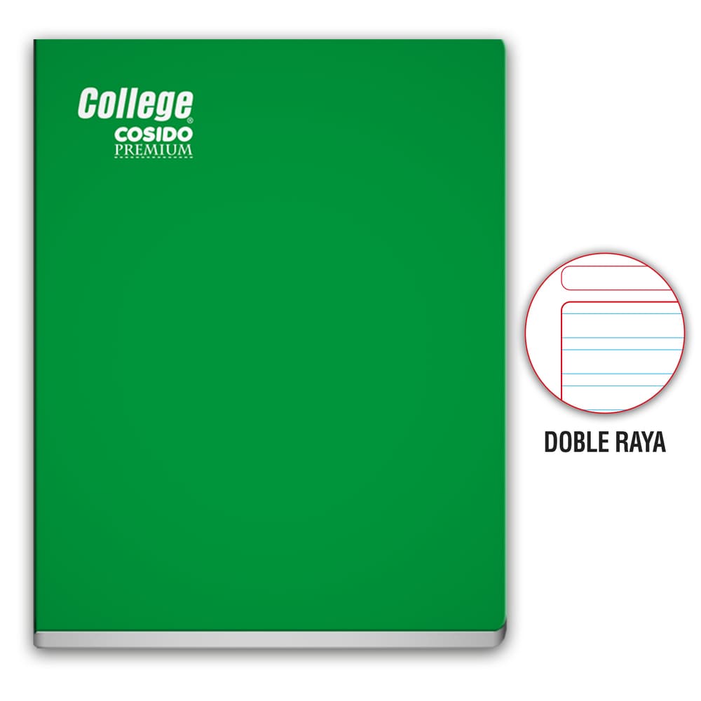 Cuaderno Cosido doble raya A4 80 hojas Verde College