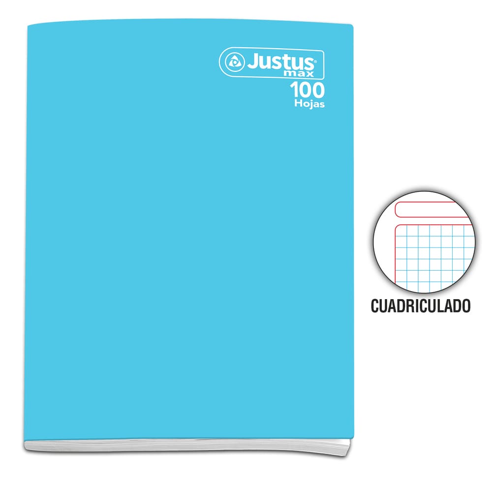 Cuaderno engrapado cuadriculado A4 100 hojas Celeste Justus Max