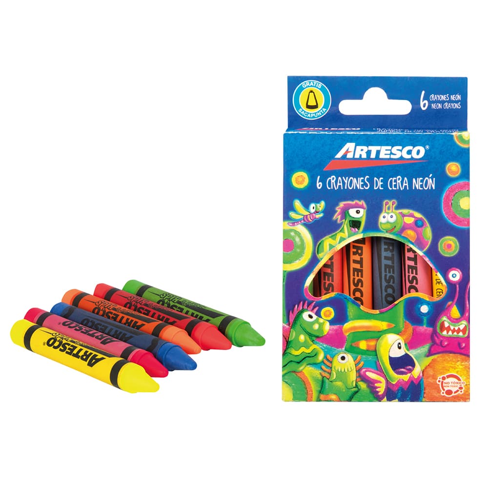 Crayones jumbo neón x 6 unidades Artesco