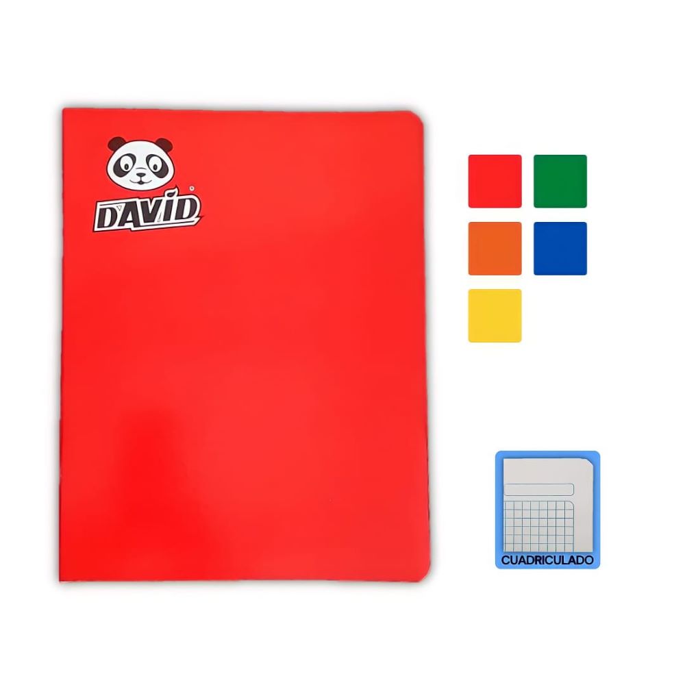 Cuaderno engrapado cuadriculado A4x80 hojas solido David