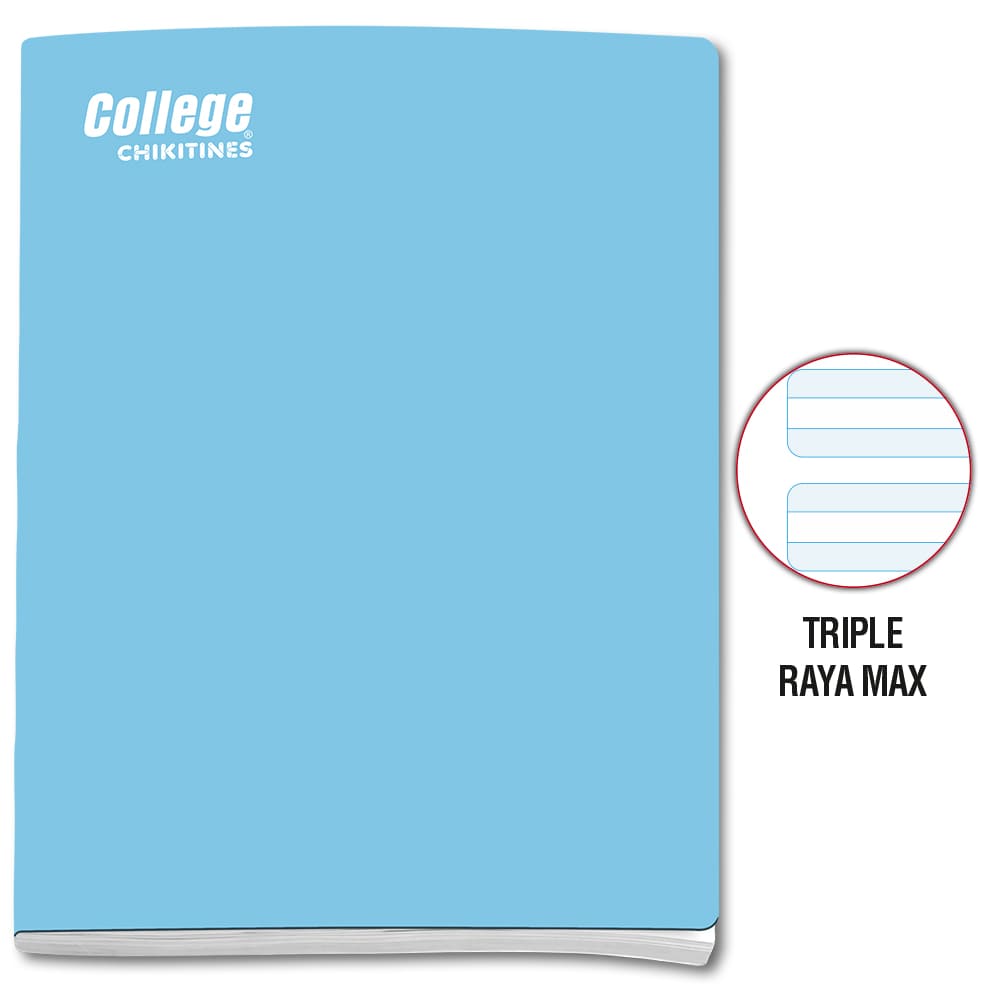 Cuaderno triple raya max A4 x 80 hojas celeste Chikitines